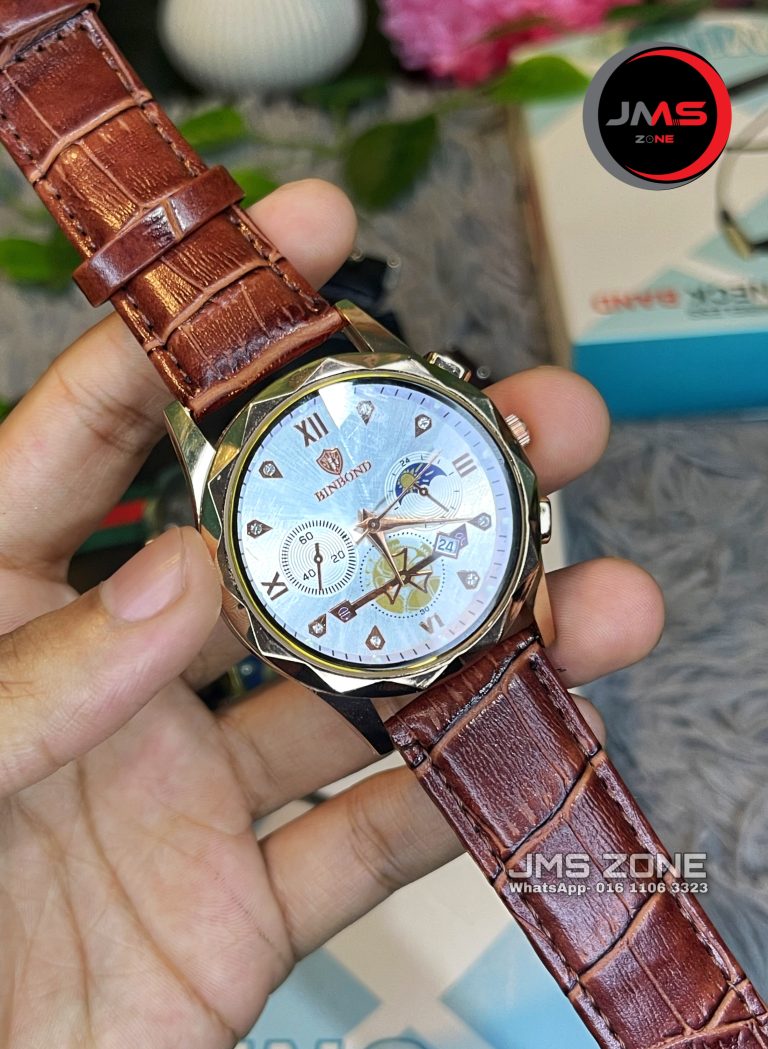 BINBOND DIAMOND CUT SHAPE WHITE COLOR WATCH | JMS ZONE